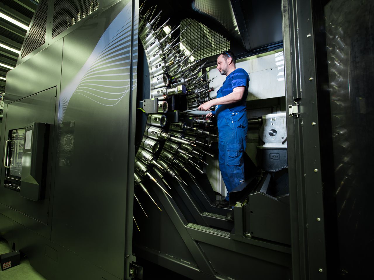 Tool magazine of a CNC machining center at ACTech